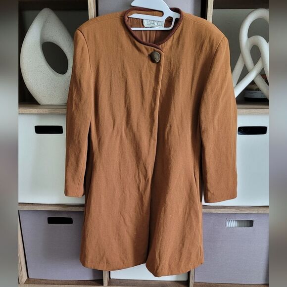 Basile Made in Italy Rust Orange Long Coat size Small - Picture 3 of 14